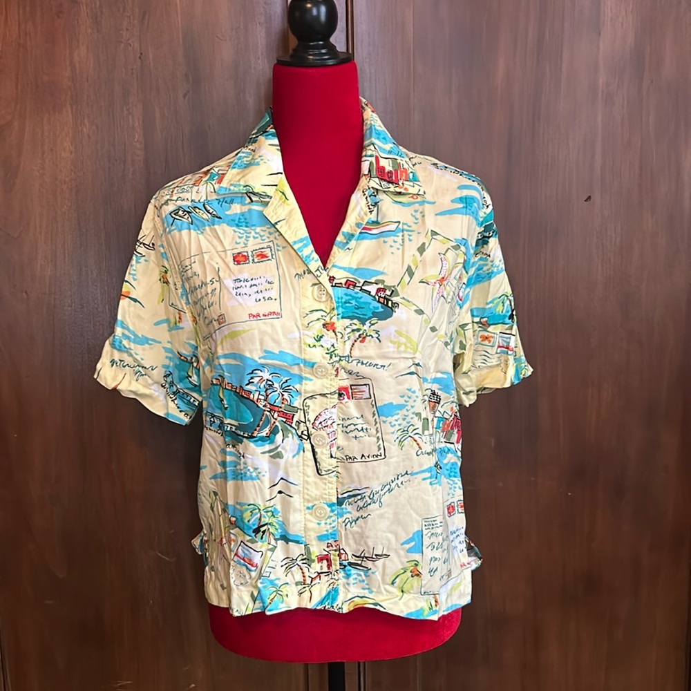 Vintage Hawaiian Postcard Shirt S/M